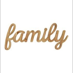 Stratton Home Decor Family Natural Wood Script Wall Art NWT